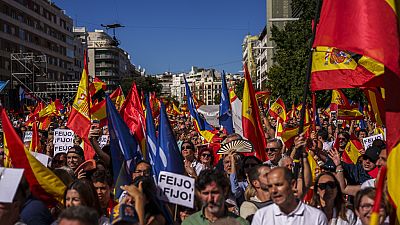 Demonstranten gegen die Amnestie für die Katalanen in Madrid