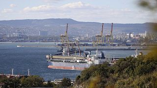 An oil tanker is moored at the Sheskharis complex, part of Chernomortransneft JSC, a subsidiary of Transneft PJSC, in Novorossiysk, Russia