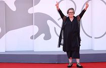 Right-wing Polish leaders have denounced the new film by Agnieszka Holland - pictured here at the premiere of The Green Border at the Venice Film Festival 