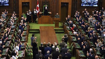 الرئيس الأوكراني فولوديمير زيلينسكي يتحدث في مجلس العموم الكندي في أوتاوا