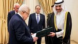 الوفد السعودي بصحبة محمود عباس
