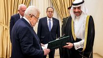 الوفد السعودي بصحبة محمود عباس