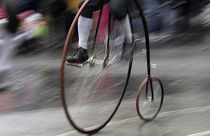 Video of competitors in Penny Farthing bicycle race