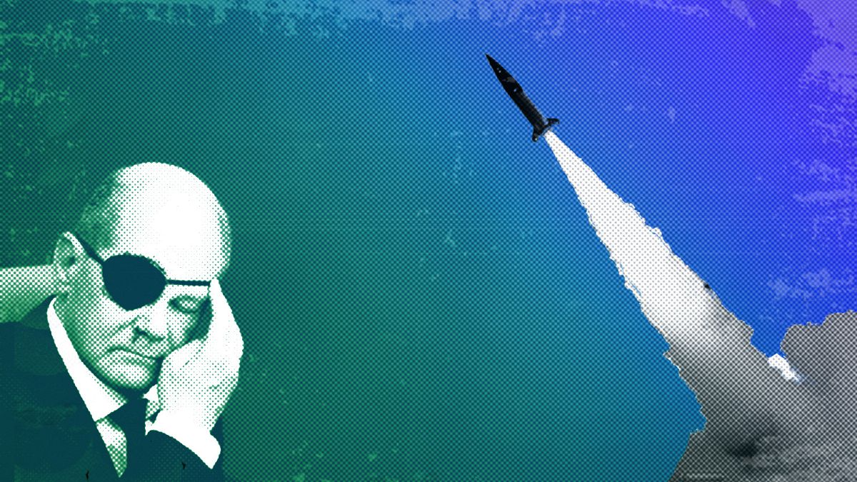 German Chancellor Olaf Scholz and US ATACMS missile system, illustration