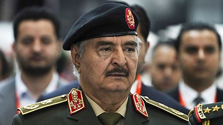 خليفة حفتر، في معرض ومؤتمر الدفاع الدولي في أبو ظبي، الإمارات العربية المتحدة، 20 فبراير/شباط 2023.