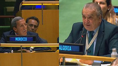 السفير الجزائري لدى الأمم المتحدة عمار بن جامع (يمين) والسفير المغربي عمر هلال (يسار)
