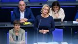 La ministre allemande de l'Intérieur Nancy Faeser, au Bundestag, à Berlin, mercredi 20 septembre 2023.