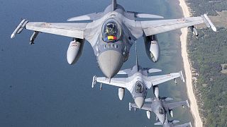Aviones militares rumanos y portugueses participan en una misión de la Misión de Vigilancia Aérea del Báltico de la OTAN, 22 de mayo de 2023.