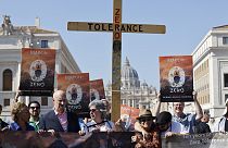 Imagen de la protesta en el Vaticano