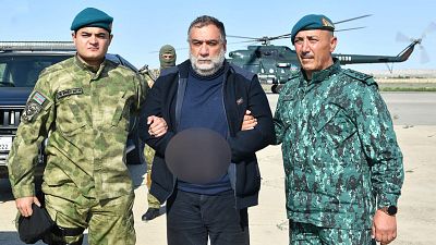 Az azeri állami határszolgálat felvétele Ruben Vardanjan őrizetbe vételéről 2023. szeptember 27-én.