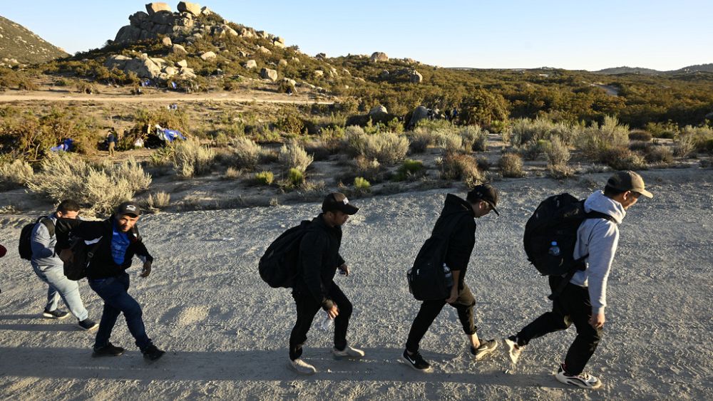 VIDEO : WATCH: Dozens of migrants attempt to reach US climbing Tijuana border fence