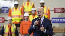President Joe Biden delivers remarks on his economic agenda at a training center run by Laborers' International Union of North America.