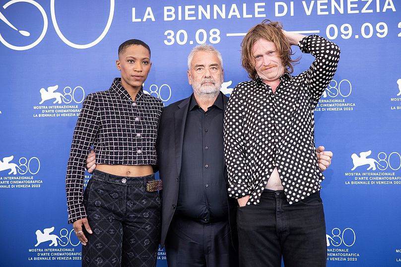 Jonica T. Gibbs, director Luc Besson and Caleb Landry Jones at this year's Venice Film Festival