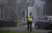 La policía en el lugar de una de las explosiones registradas esta semana en Suecia