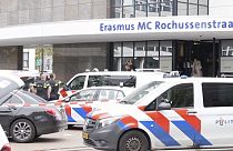 Emergency services attend to the scene at Erasmus Medical Center, Rotterdam, the Netherlands, Thursday Sept. 28, 2023. 