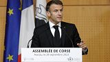 Le président Emmanuel Macron à l'Assemblée de Corse, 28/09/2023