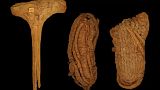 Two sandals and a mallet dating back several millennia.