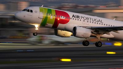 A TAP Air Portugal Airbus A320 takes off from Lisbon airport, in January.