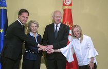  قيس سعيد مع وفد أوروبي رفيع المستوى في قرطاج، تونس، الأحد 16 يوليو 2023