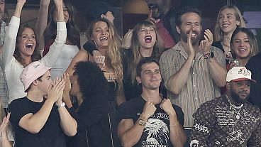 Taylor Swift with pals Blake Lively and Ryan Reynolds at the Kansas City Chiefs' game against the New York Jets on Sunday (1 October).