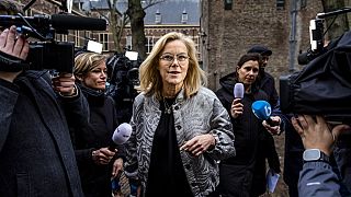 Das Parteimitglied der niederländischen Demokraten 66 (D66) und Finanzministerin Sigrid Kaag kommt im Ministerium für allgemeine Angelegenheiten an.