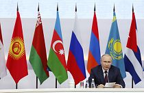 Rusya Devlet Başkanı Vladimir Putin 9 Haziran 2023 tarihinde Avrasya Hükümetlerarası Konseyi toplantısı sırasında bir konuşma yapıyor