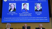 Os três galardoados com o Prémio Nobel da Física