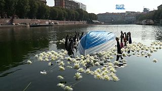 Art installation in Milan commemorates the 10th anniversary of the shipwreck in Lampedusa. 