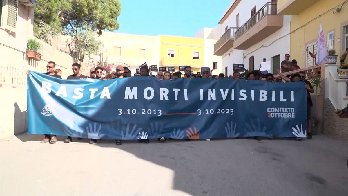 Manifestación contra la muerte de migrantes en el mar. Italia, 2023