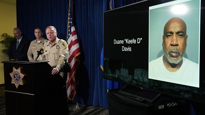 Prosecutors accuse Duane “Keffe D” Davis (name misspelled on the screen) of being the mastermind behind Tupac's murder.