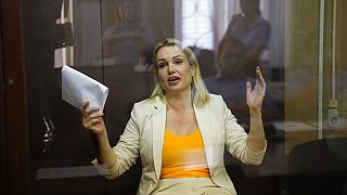 Marina Ovsyannikova num tribunal de Moscovo, Rússia, em agosto de 2022