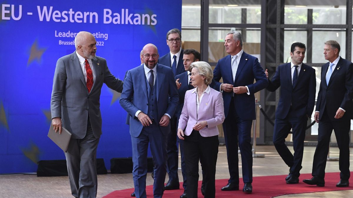 I leader partecipano a un vertice UE-Balcani occidentali a Bruxelles il 23 giugno 2022.