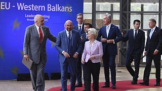 Саммит ЕС-Западные Балканы с участием глав Еврокомиссии и Евросовета в Брюсселе 23 июня 2022 г.