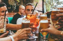 Locals enjoy drinks in Sofia, Bulgaria