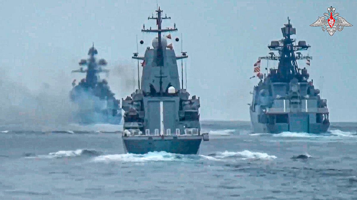 Foto de parte da frota russa do Mar Negro divulgada em julho de 2023
