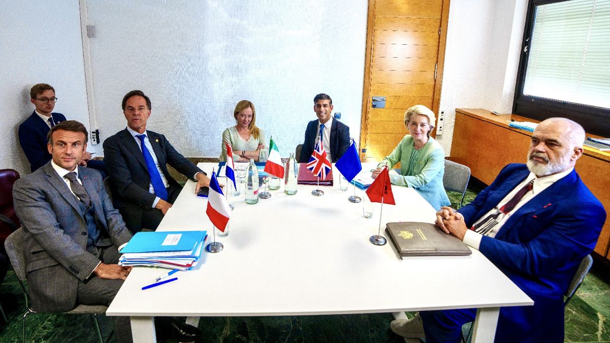 A side event on migration attended by the leaders of Albania, France, Italy, the Netherlands, the UK and the European Commission was held during the EPC summit on Oct. 5, 2023