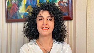 FILE:  handout photo provided by the Narges Mohammadi Foundation on October 2, 2023 shows an undated, unlocated photo of Iranian rights campaigner Narges Mohammadi.