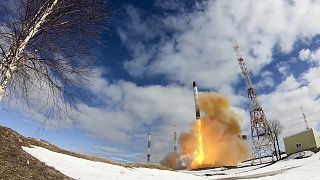 Szarmat interkontinentális ballisztikus rakéta indítása az északnyugat-oroszországi Plesetszkből