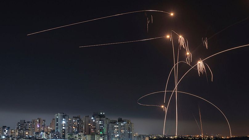 رهگیری راکت‌های پرتابی از نوار غزه به سمت اسرائیل در ماه مه ۲۰۲۳