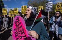 Акция в поддержку Палестины перед Белым домом в Вашингтоне