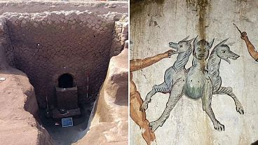 An exceptional chamber tomb in perfect condition was discovered within cultivated land in the municipality of Giugliano in Campania. 