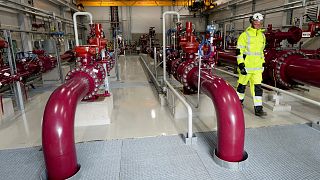 A compression station of the Baltic Connector marine gas pipeline is pictured in Inkoo, Finland, Nov. 5, 2019. 