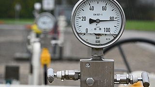 A picture taken on November 28, 2022, shows a pressure gauge on gas pipes at a GRTgaz compressor station, in Morelmaison, eastern France.