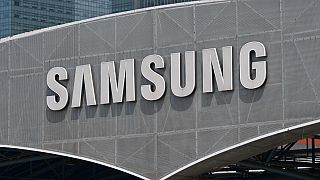 The logo of Samsung Electronics at the company's headquarters in Suwon, South Korea.