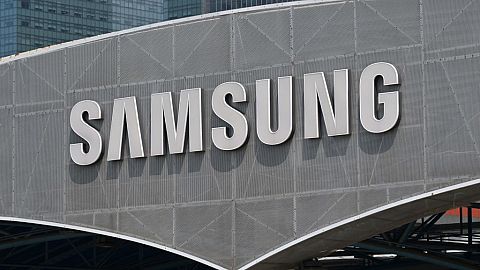 The logo of Samsung Electronics at the company's headquarters in Suwon, South Korea.