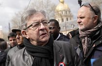 Jean-Luc Mélenchon egy párizsi tüntetésen