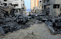 Une rue détruite par les bombardements israéliens à Gaza. 12 octobre 2023