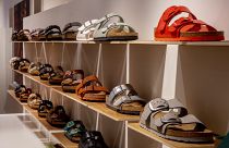 Birkenstock sandals are displayed in Birkenstock store in Frankfurt, Germany, Wednesday, Oct. 4, 2023.