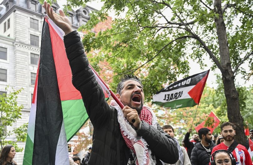 Manifestazione pro-Palestina a Montreal, in Canada