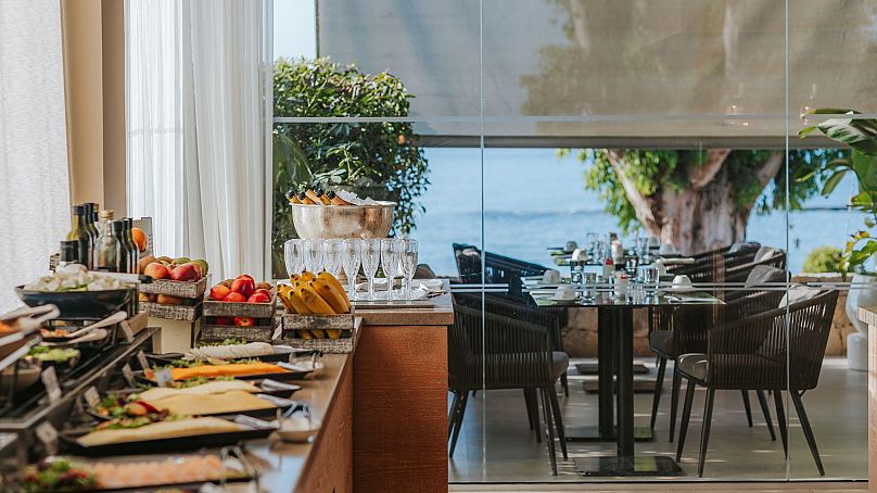 The breakfast buffet at Royal Apollonia hotel, Limassol.